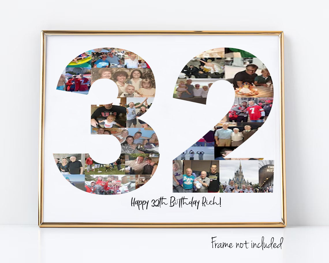 32nd Birthday Photo Collage Custom Birthday Gift