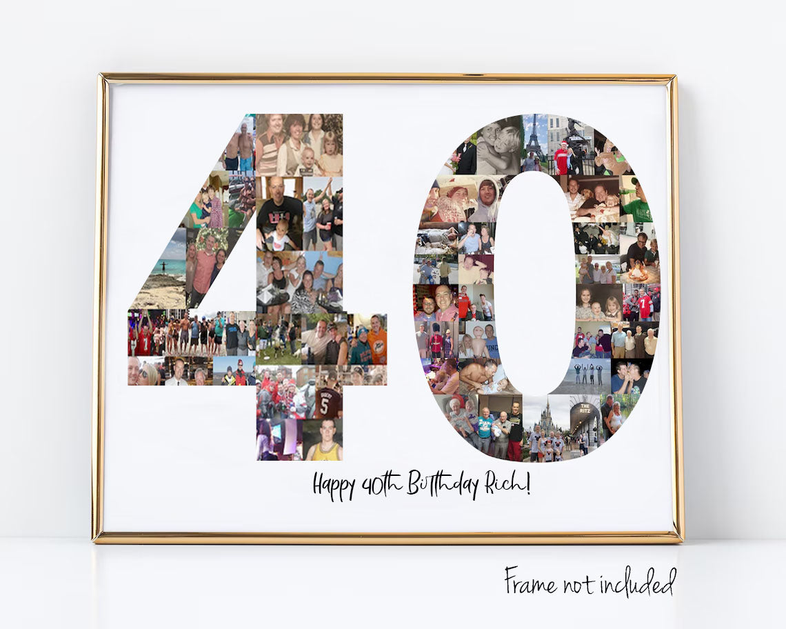 40th Birthday Photo Collage Custom Birthday Gift