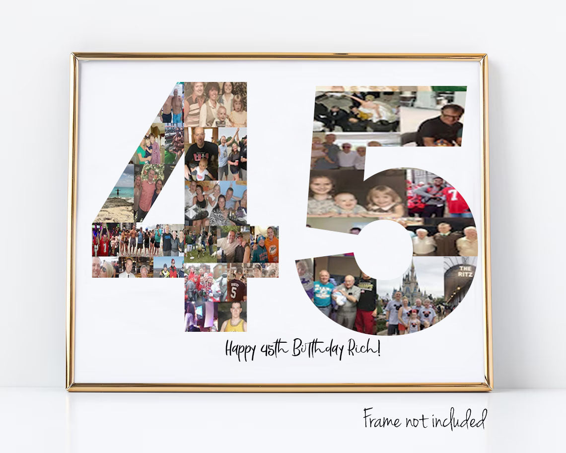 45th Birthday Photo Collage Custom Birthday Gift