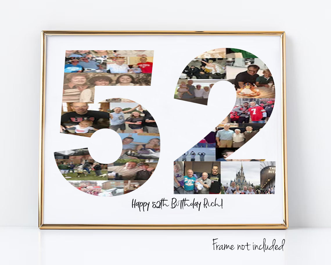 52nd Birthday Photo Collage Custom Birthday Gift